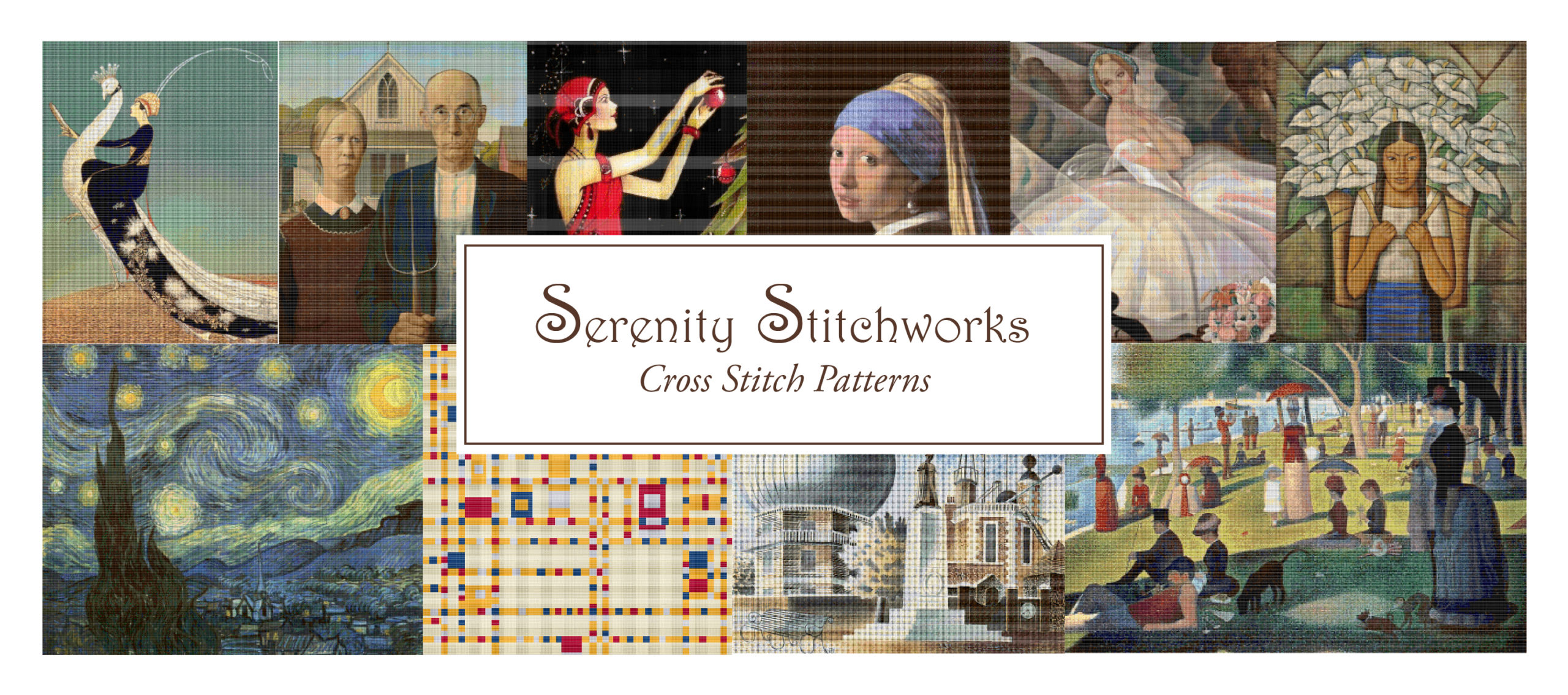 Serenity Stitchworks Full-Coverage Cross Stitch Patterns